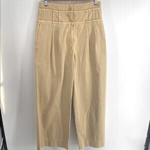 Ulla Johnson Constance 100% cotton pleated hi rise wide leg chino trouser pants